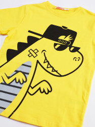 Dino Rap Erkek Çocuk T-shirt Kapri Şort Takım - 5