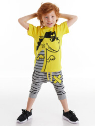 Dino Striped Boy T-shirt&Baggy Set - 1