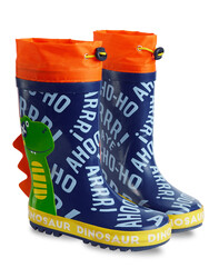 Dinosaur Boy Navy Blue Rain Boots - Thumbnail