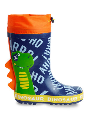 Dinosaur Boy Navy Blue Rain Boots