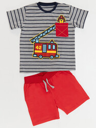 Dog Fireman Boy T-shirt&Shorts Set - Thumbnail
