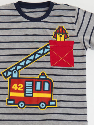 Dog Fireman Boy T-shirt&Shorts Set