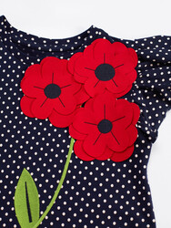 Dotted Poppy Cotton Girl Dress - Thumbnail