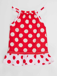 Dotted Red Baby Girl Poplin Dress - 3