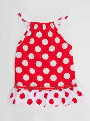 Dotted Red Baby Girl Poplin Dress - 4