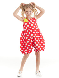 Dotted Red Girl Balloon Romper - 1