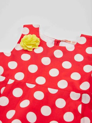 Dotted Red Girl Balloon Romper - 5