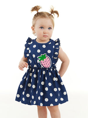 Dotted Strawberry Baby Girl Poplin Dress