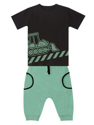 Dozer Yolda Erkek Çocuk T-shirt Kapri Şort Takım - Thumbnail
