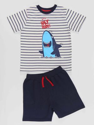 Dude Shark Erkek Çocuk T-shirt Şort Takım - 3