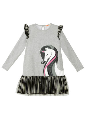 Elegant Unicorn Girl Grey Dress - 3