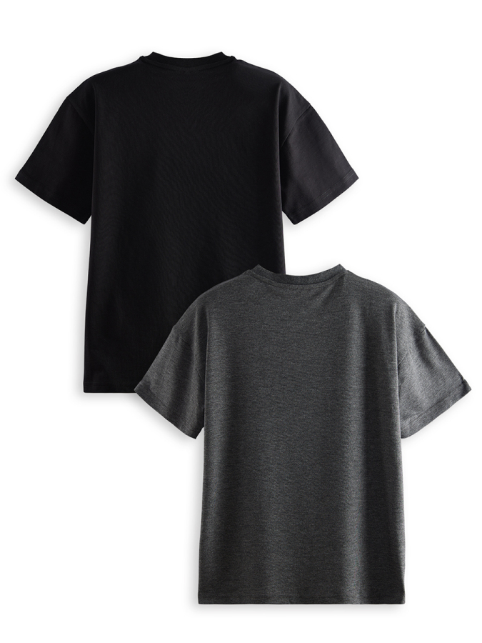 Erkek Çocuk Basic Oversize 2'li T-shirt Takım - 4