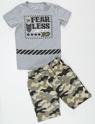 Fearless Erkek Çocuk T-shirt Kamuflaj Şort Takım - 3