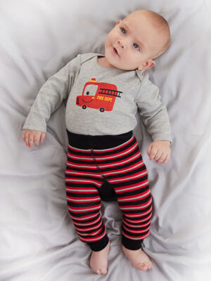 Fire Truck Baby Boy Leggings+Bodysuit Set - 2