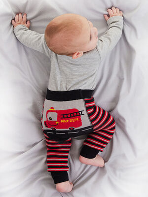 Fire Truck Baby Boy Leggings+Bodysuit Set