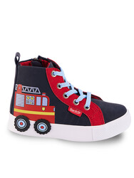 Fire Truck Boy Navy Blue Sneakers - Thumbnail
