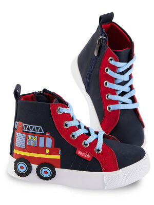 Fire Truck Boy Navy Blue Sneakers - 1