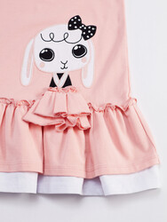 Fırfırlı Tavşan Kız Çocuk Elbise - Thumbnail