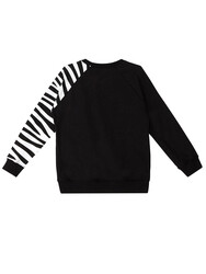 Fırfırlı Zebra Kız Çocuk Siyah Sweatshirt - Thumbnail