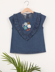 Flower Denim Girl Top - 3