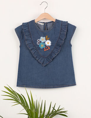 Flower Denim Girl Top - 3