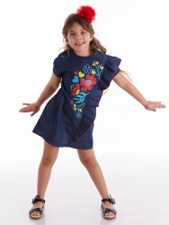 Flowers Girl Denim Dress - 1