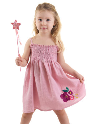 Flowers Muslin Girl Pink Dress - 1