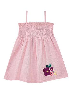 Flowers Muslin Girl Pink Dress - 3