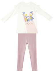 Flowery Bunny Girl T-shirt&Leggings Set - 2