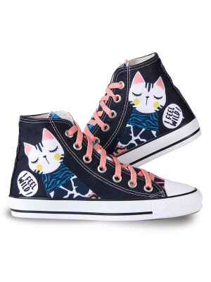 Forest Cat High Top Girl Black Sneakers - 1