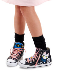 Forest Cat High Top Girl Black Sneakers - 2