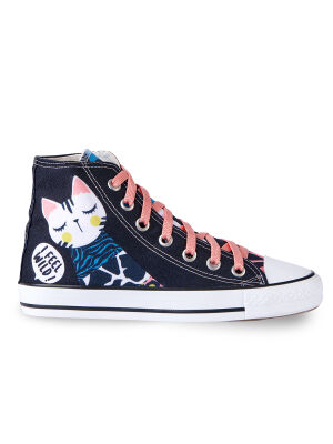 Forest Cat High Top Girl Black Sneakers - 5