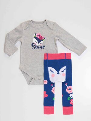 Fox Baby Girl Leggings+Bodysuit Set