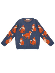 Fox Boy Navy Blue Knit Pullover Sweater - 3