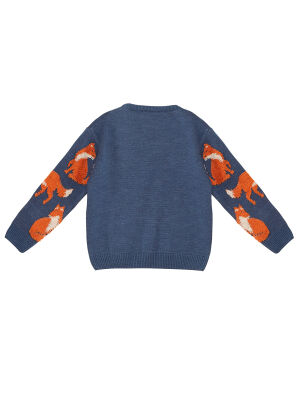 Fox Boy Navy Blue Knit Pullover Sweater - 4