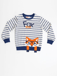 Fox Striped Boy Sweatshirt - Thumbnail