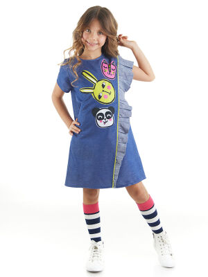 Friends Denim Look Girl Dress - 1