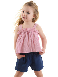 Frilled Muslin Girl Blouse&Shorts Set - 1