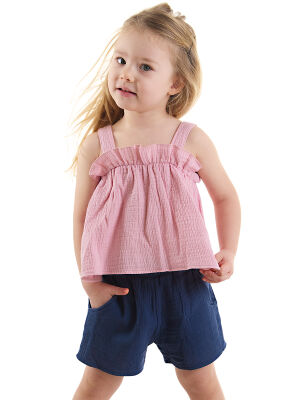 Frilled Muslin Girl Blouse&Shorts Set - 1