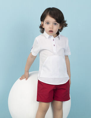 Front-Pocket White Boy Shirt