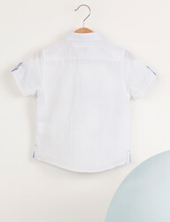 Front-Pocket White Boy Shirt - Thumbnail
