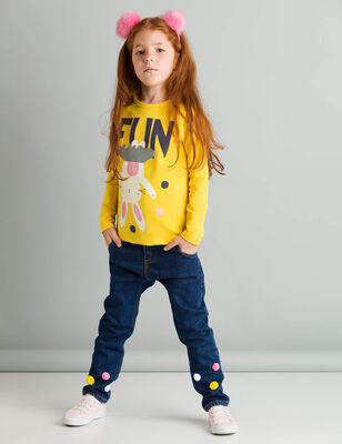 Fun Pompom Sweatshirt+Jean - 1