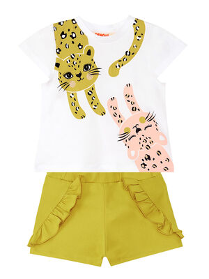 Funny Cats Girl Crop Top&Shorts Set