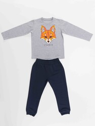 Geometric Fox Boy T-shirt&Pants Set - Thumbnail