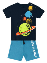 Gezegenler Erkek Çocuk T-shirt Şort Takım - Thumbnail