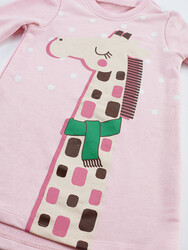 Giraffe Pink Girl Dress - Thumbnail