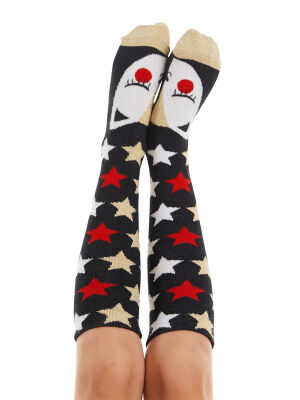 Glitter Cat Knee-Lenght Girl Socks - 1