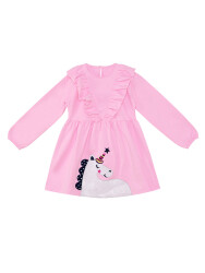 Glitter Unicorn Girl Pink Dress - 3