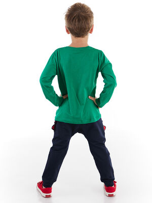 Gözlüklü Dino Erkek Çocuk T-shirt Pantolon Takım