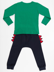 Gözlüklü Dino Erkek Çocuk T-shirt Pantolon Takım - Thumbnail